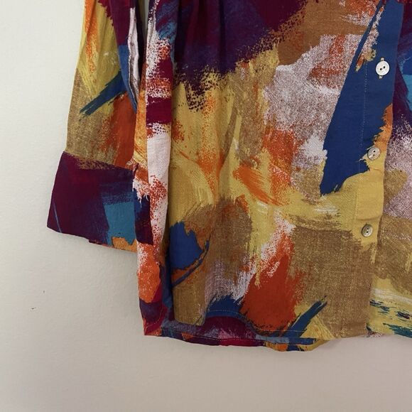 Soft Surroundings Painter's Palette Artsy Gauze Button Down Shirt MP Cinched - Picture 3 of 10